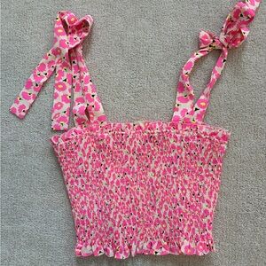 Floral Pink Smocked Top